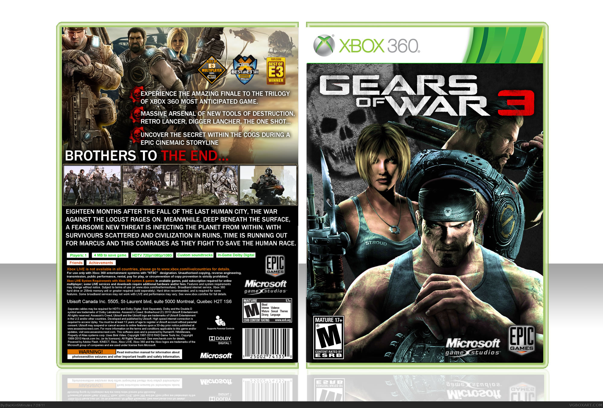 Игра икс бокс 5. Gears 3 Xbox 360 Cover.