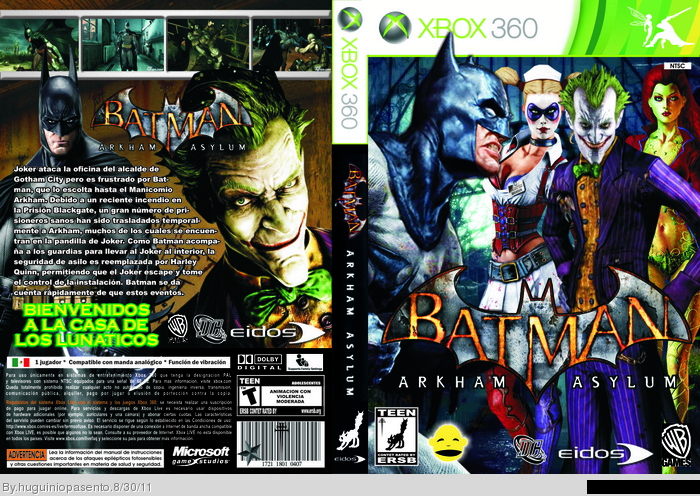 Batman: Arkham Asylum Xbox 360 Box Art Cover by huguiniopasento