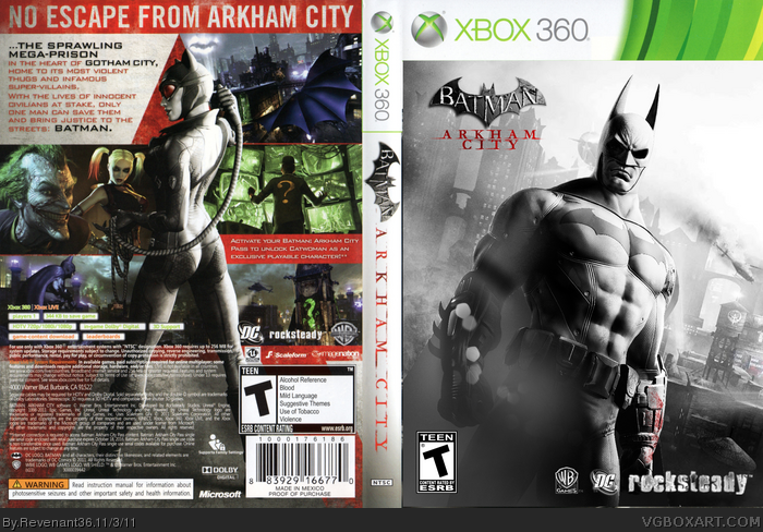 Batman: Arkham City Xbox 360 Box Art Cover by Revenant36