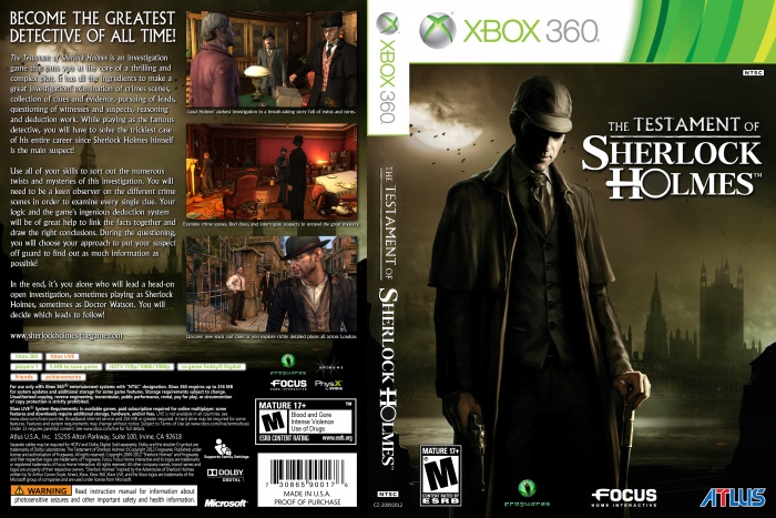 Embryo weten Minst The Testament of Sherlock Holmes Xbox 360 Box Art Cover by ayazidi