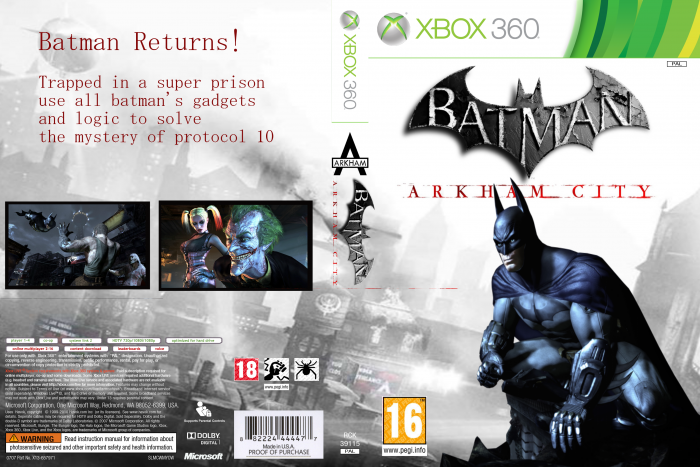 Batman Arkham City Xbox 360 Box Art Cover by Haloshadow