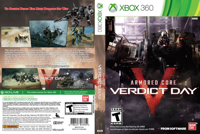 Armored Core: Verdict Day Xbox 360 Box Art Cover by malavan2000
