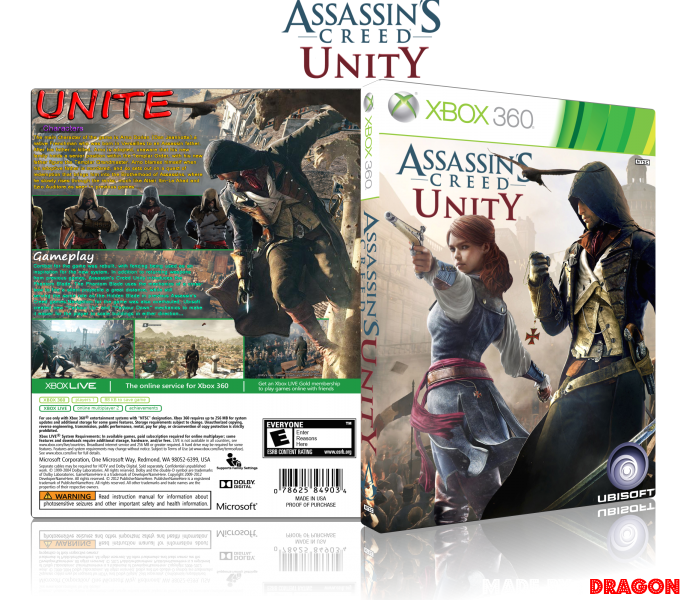 escribir una carta Almeja Jugar juegos de computadora Assassin's Creed Unity Xbox 360 Box Art Cover by Dragon