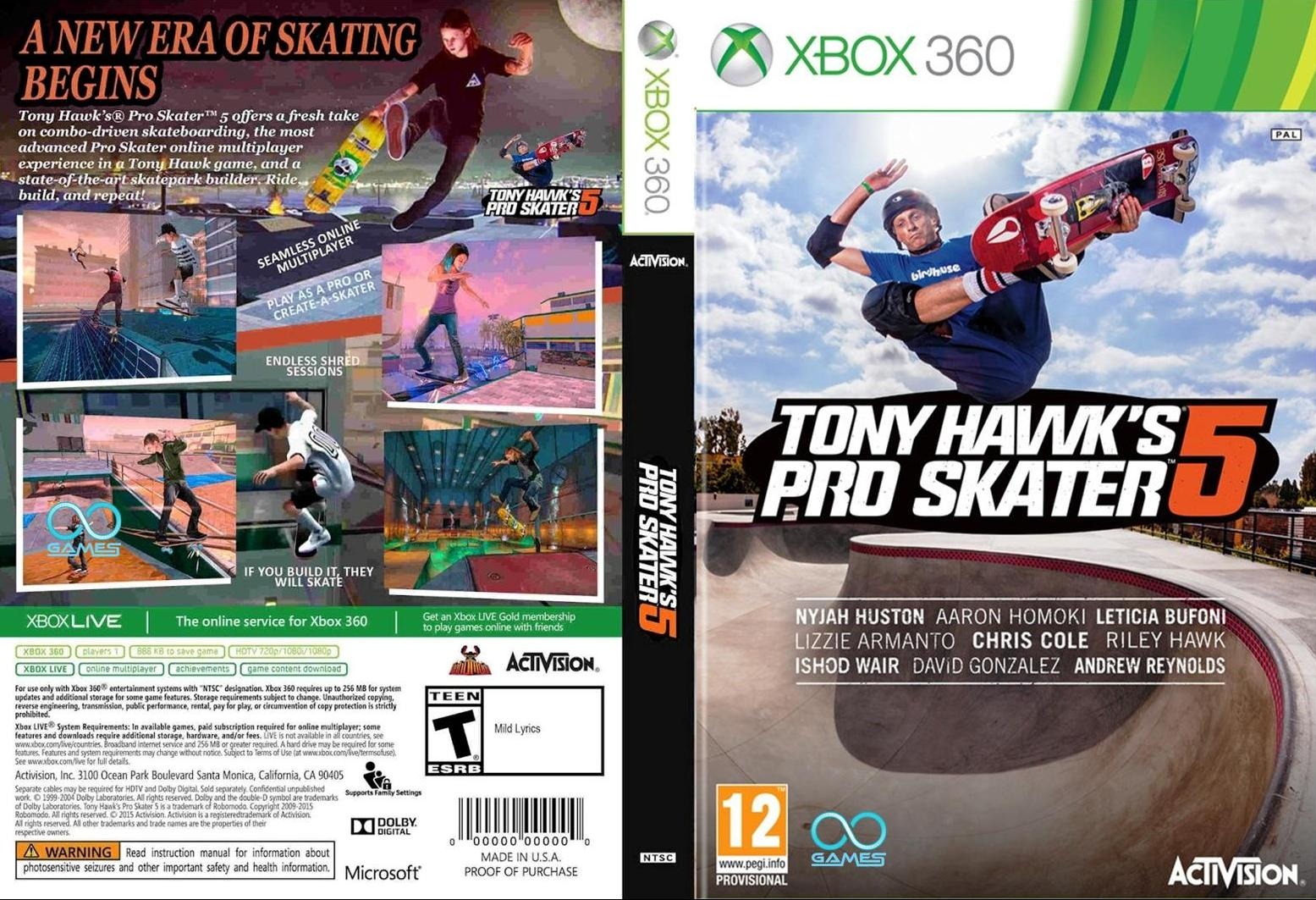 Tony Hawk's Pro Skater 5 box cover