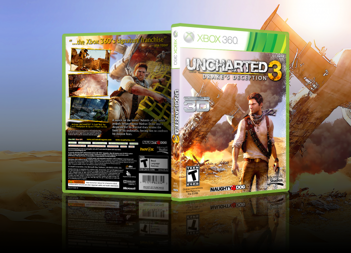 Uncharted 3: Drake's Deception Xbox 360 Box Art Cover by Daniil Brutskiy
