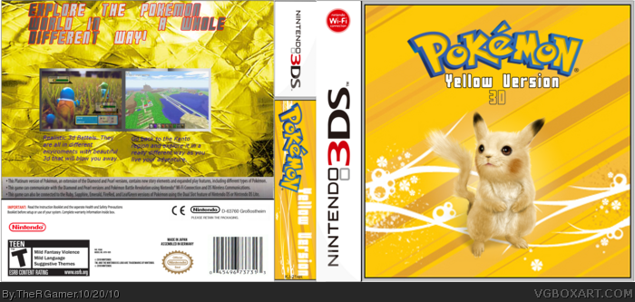 Pokemon Red, Yellow, & Blue Nintendo 3DS Box Art Cover by Wenis