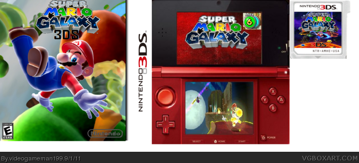 Super Mario Galaxy 3DS pack box art cover