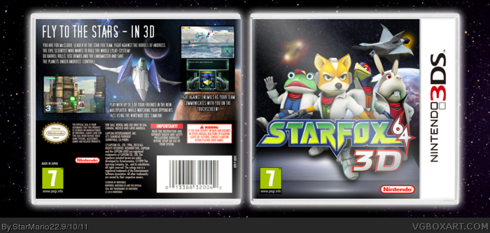 Star Fox 64 3D Nintendo 3DS Reproduction Game Case and Cover 