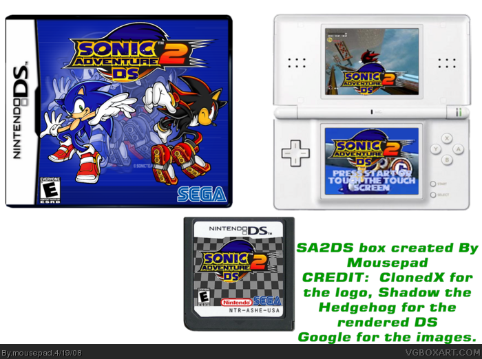 Sonic The Hedgehog 2 Genesis DS Nintendo DS Box Art Cover by Protops