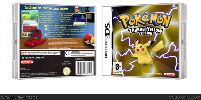 Pokemon Thunder Yellow Version Nintendo DS Box Art Cover by Techno Guy