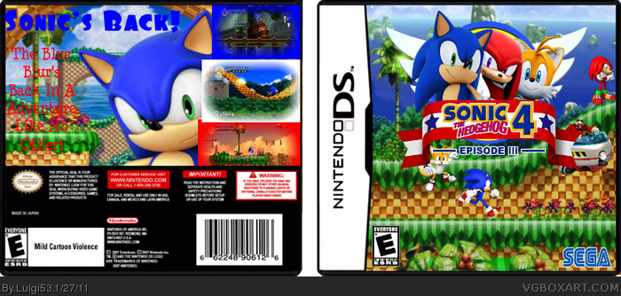 The Hedgehog 4 Episode 3 Nintendo DS Box Art Cover Luigi53
