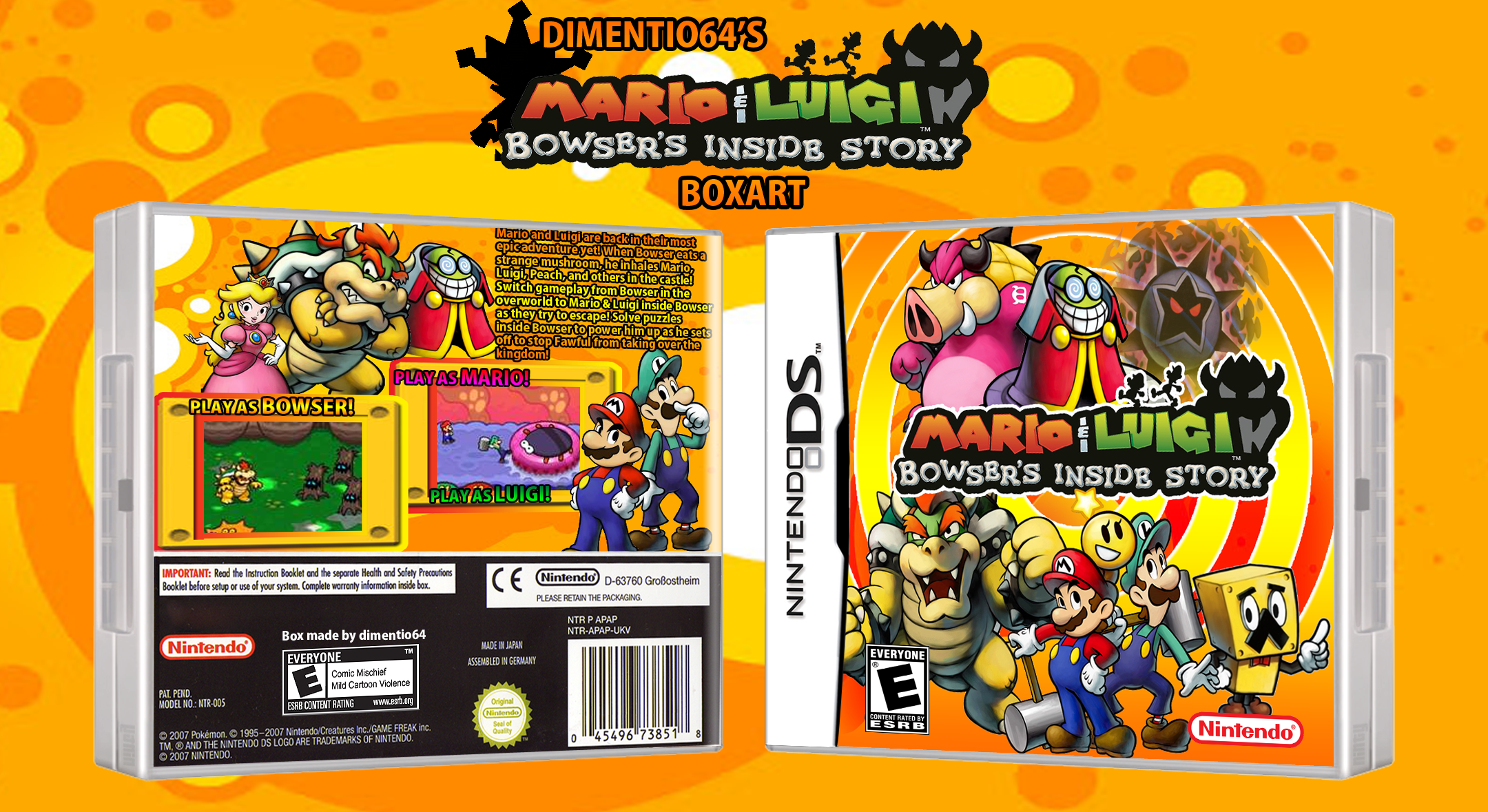 Viewing full size Mario & Luigi: Bowser's Inside Story box cover.
