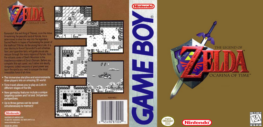 The legend of Zelda Ocarina of Time box cover