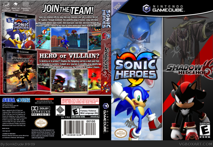 Extensamente Injusticia pobre Sonic Heroes & Shadow the Hedgehog GameCube Box Art Cover by SonikDude