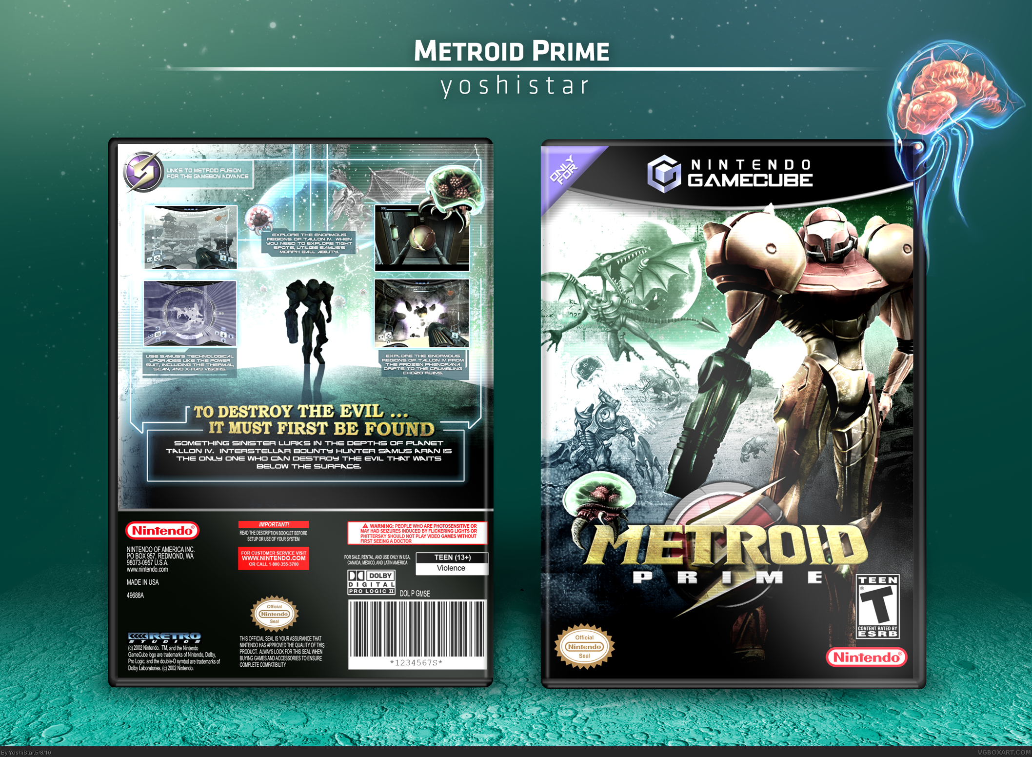 Viewing full size Metroid Prime box cover.