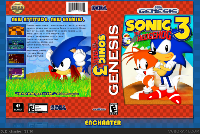 Sonic the Hedgehog 3 Genesis Box Art Cover by Enchanter