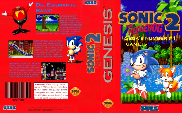 Sonic the Hedgehog 2 Genesis Box Art Cover by donnyfan