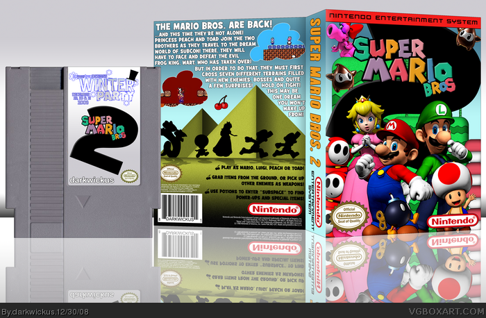 Super Mario Bros. 2 NES Box Art Cover by darkwickus