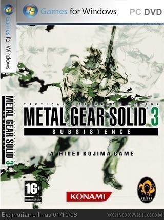 Metal Gear Solid 3 Subsistence PC Box Art Cover by jmariamellinas