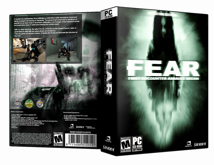 F e производитель. F.E.A.R. 2005 обложка. Fear PC DVD Box.