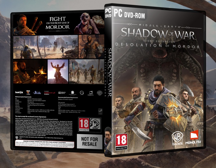 Middle Earth Shadow Of War Desolation Of Mordor Pc Box Art Cover By Fire13spotty