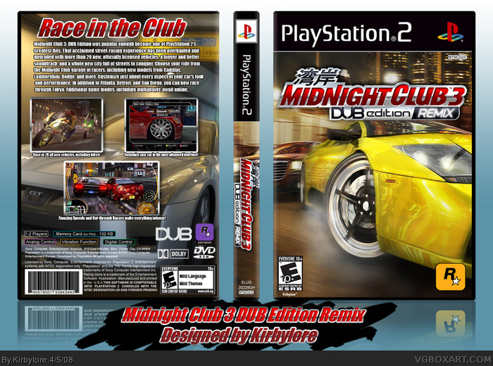 Midnight Club 3: DUB Edition Remix PlayStation 2 Box Art Cover by Kirbylore
