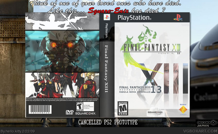 Final Fantasy XIII: Cancelled PS2 FF13 box art cover
