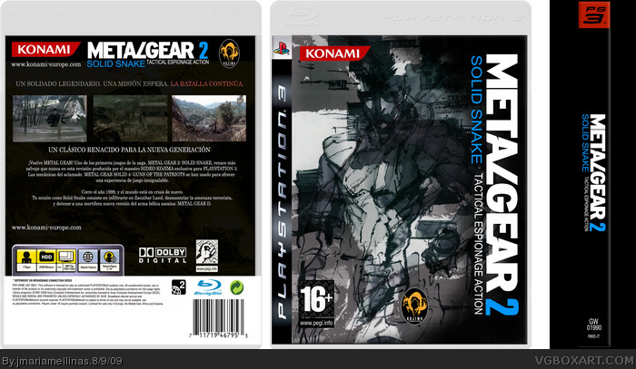 reservorio oración caligrafía Metal Gear 2: Solid Snake PlayStation 3 Box Art Cover by jmariamellinas