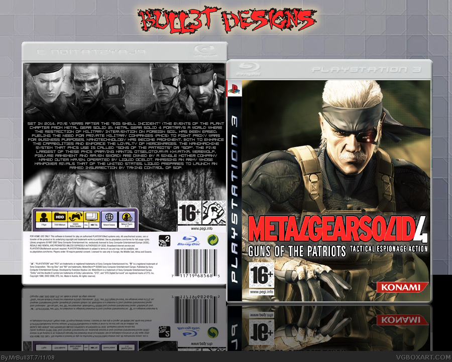 Viewing full size Metal Gear Solid 4: Guns of the Patriots box cover