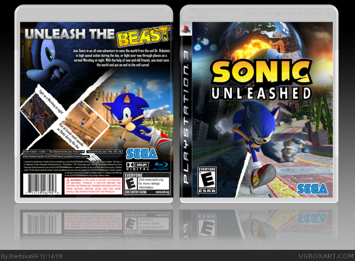 Sonic Unleashed PlayStation 3 Box Art Cover by Brettska99