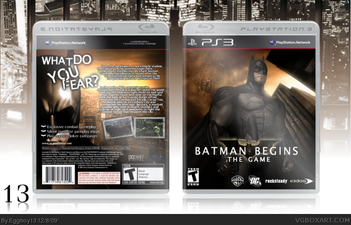 Batman Begins: The Game PlayStation 3 Box Art Cover by Eggboy'13