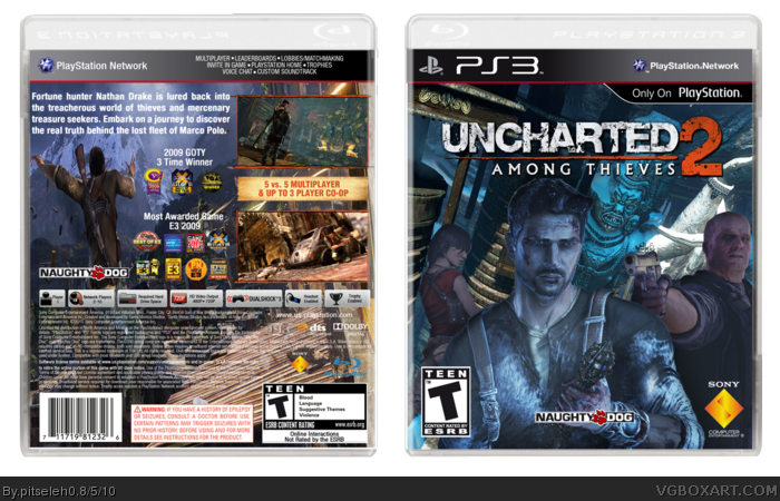 Uncharted 2: Among Thieves PlayStation 3 Box Art Cover by mark_inou
