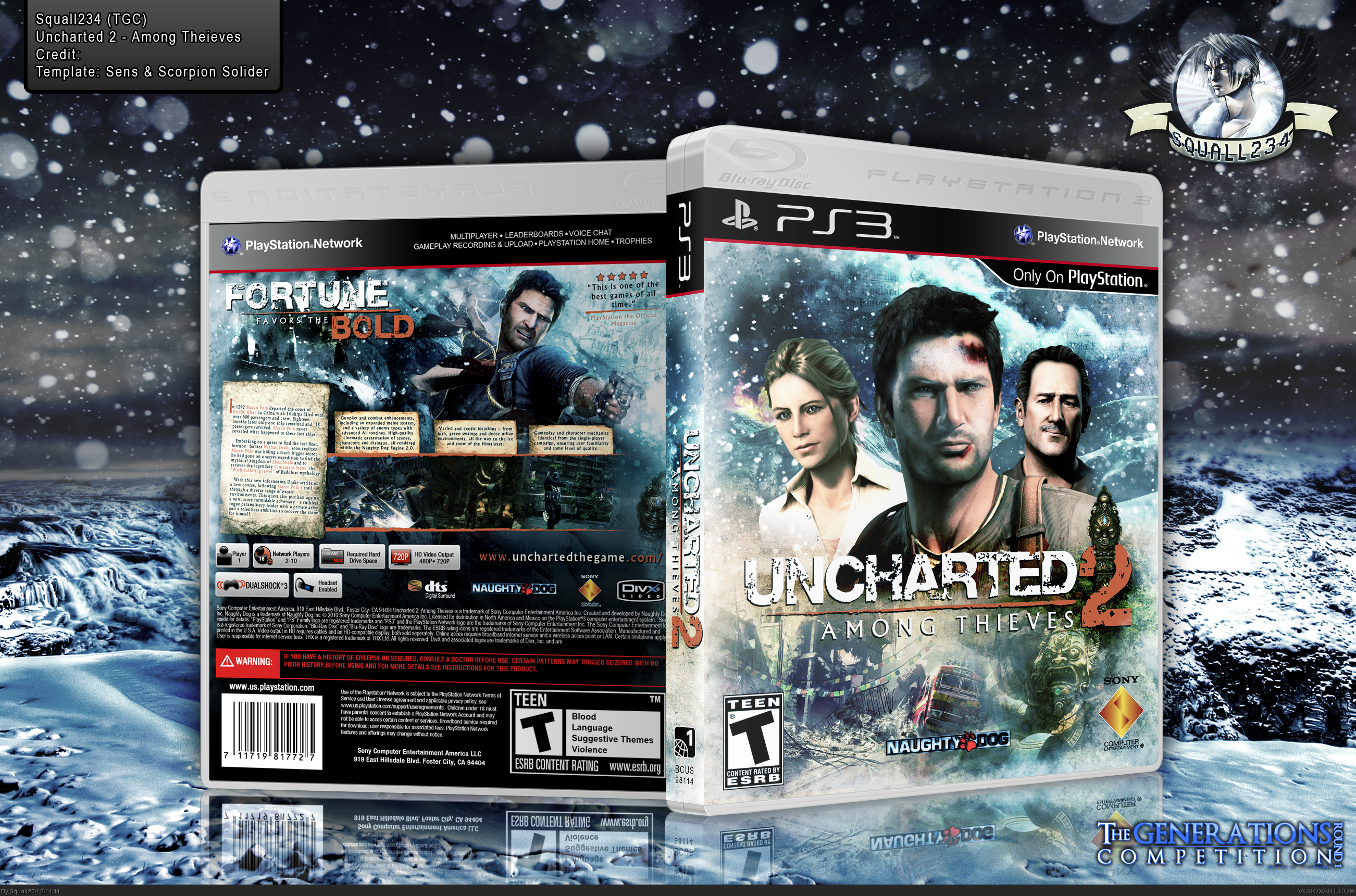 Uncharted 2: Among Thieves PlayStation 3 Box Art Cover by mark_inou
