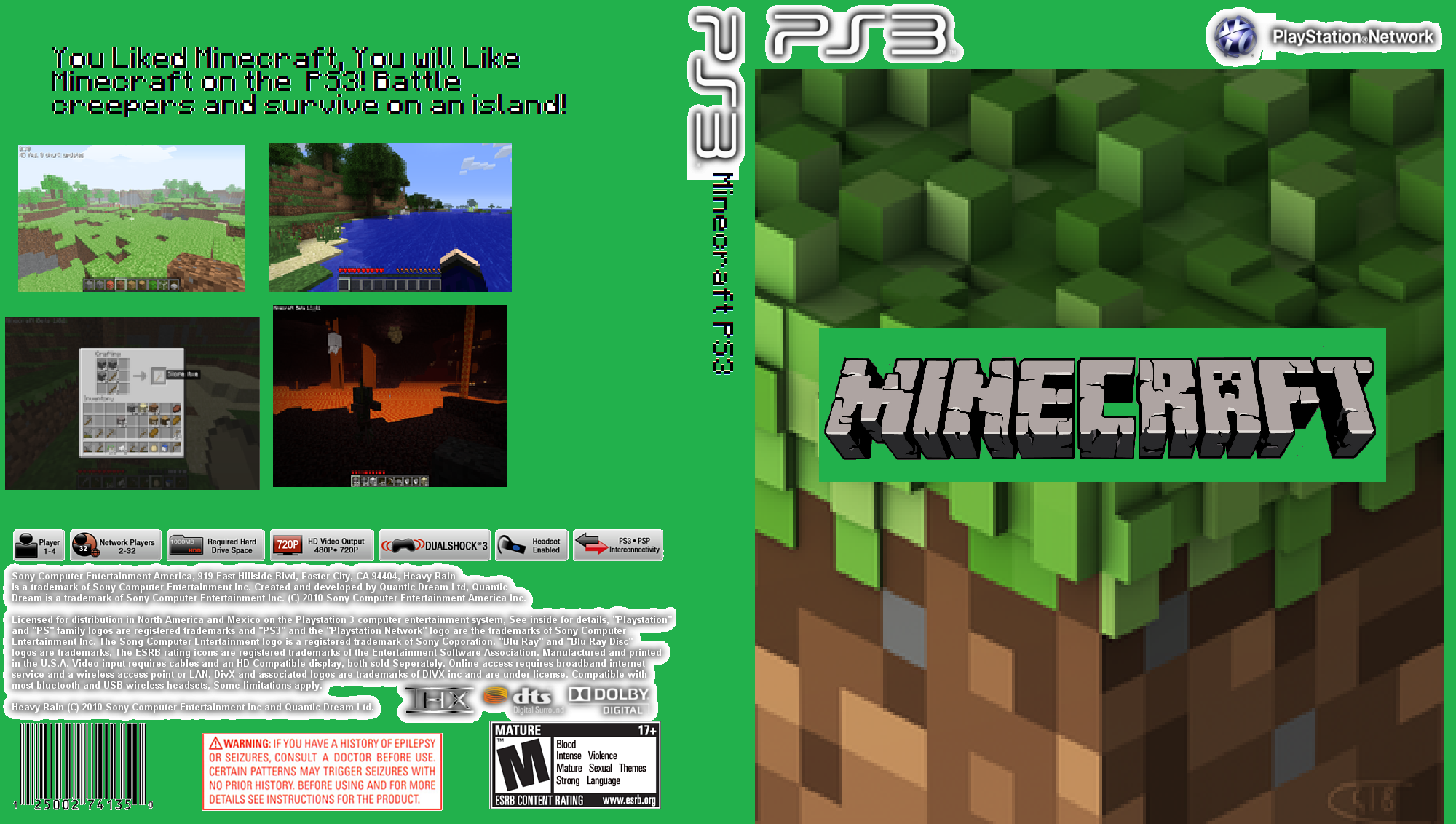 Minecraft PlayStation 3 Box Art Cover by SatunGames