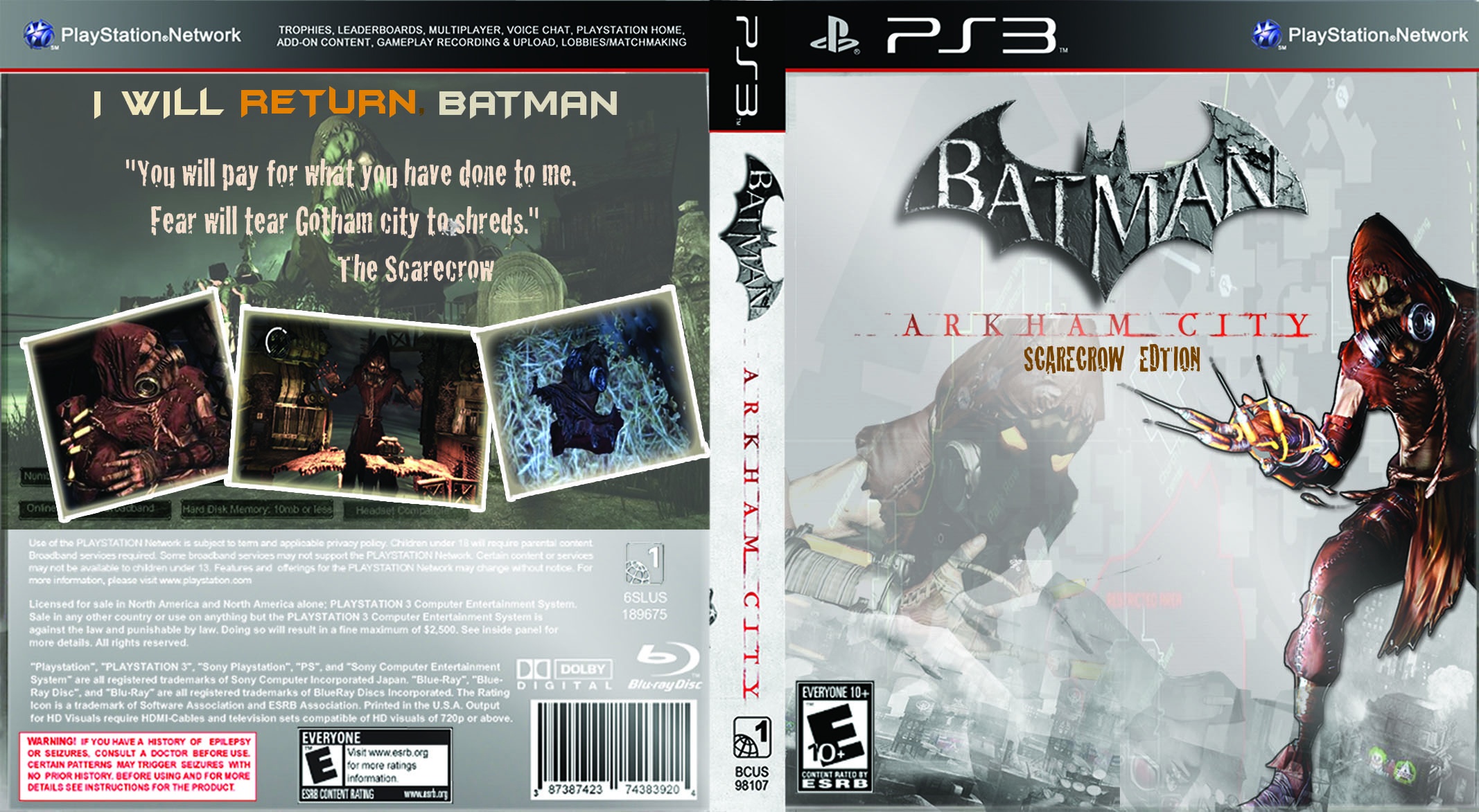 Batman Arkham City Scarecrow Edition PlayStation 3 Box Art Cover by hugobij