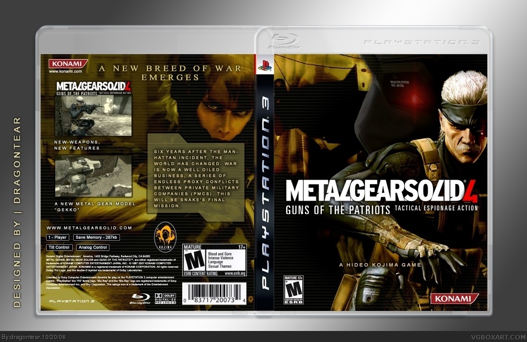 Viewing full size Metal Gear Solid 4: Guns of the Patriots box cover