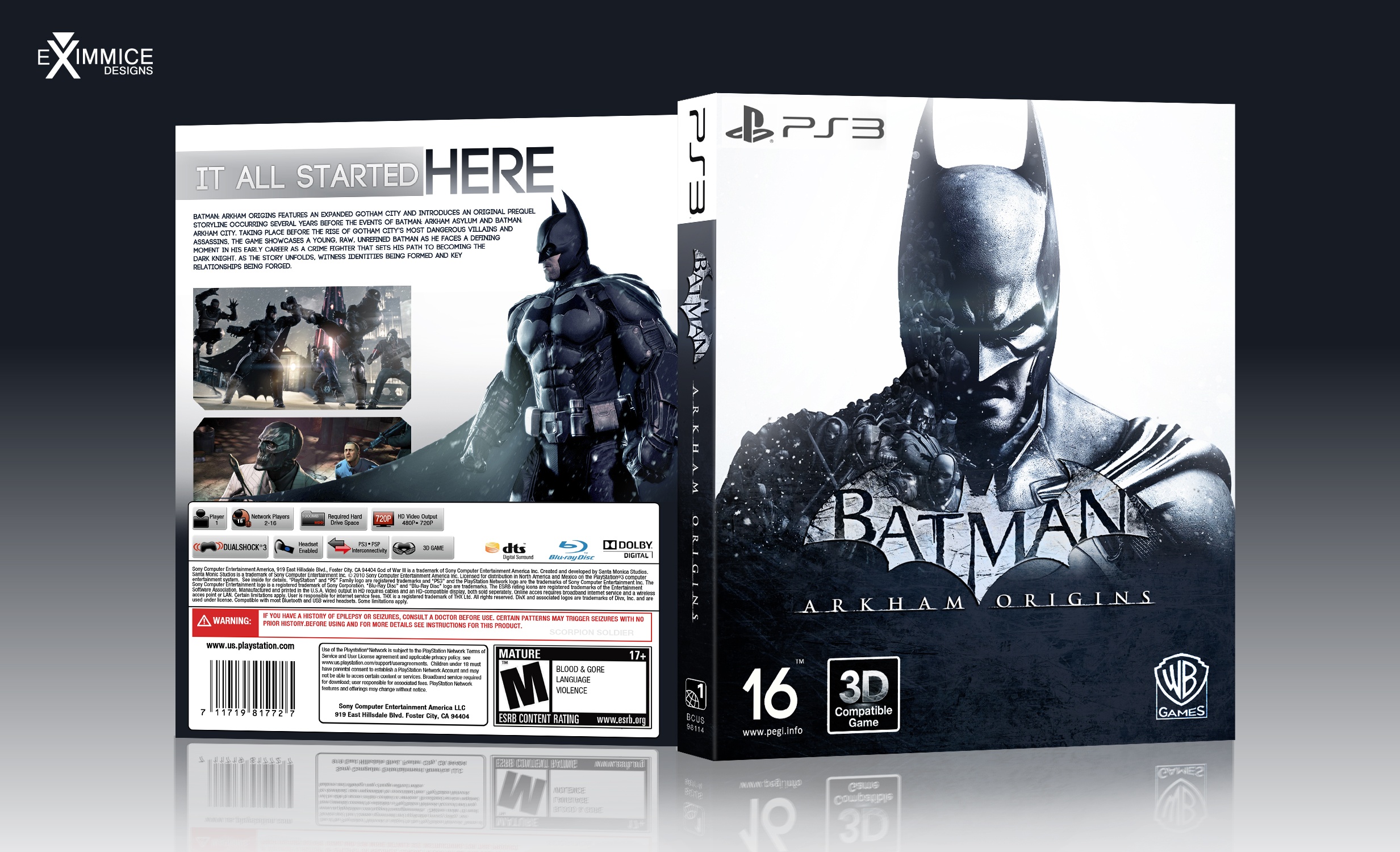 Batman: Arkham Origins PlayStation 3 Box Art Cover by eximmice