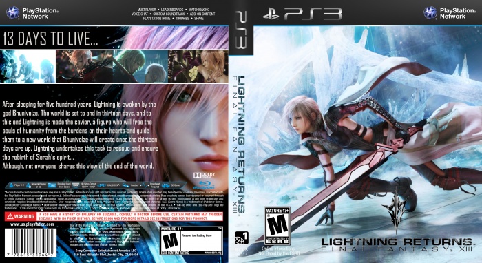 Lightning Returns: FINAL FANTASY XIII PlayStation 3 Box Art Cover by  j7almeida