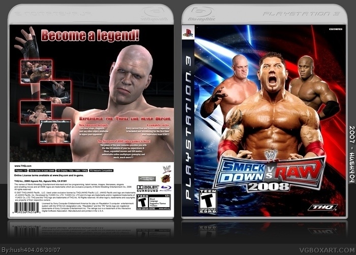 WWE SmackDown! vs RAW 2008 PlayStation 3 Box Art Cover by hush404