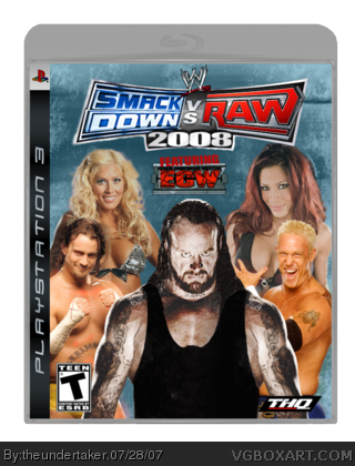 WWE SmackDown! vs RAW 2008 PlayStation 3 Box Art Cover by