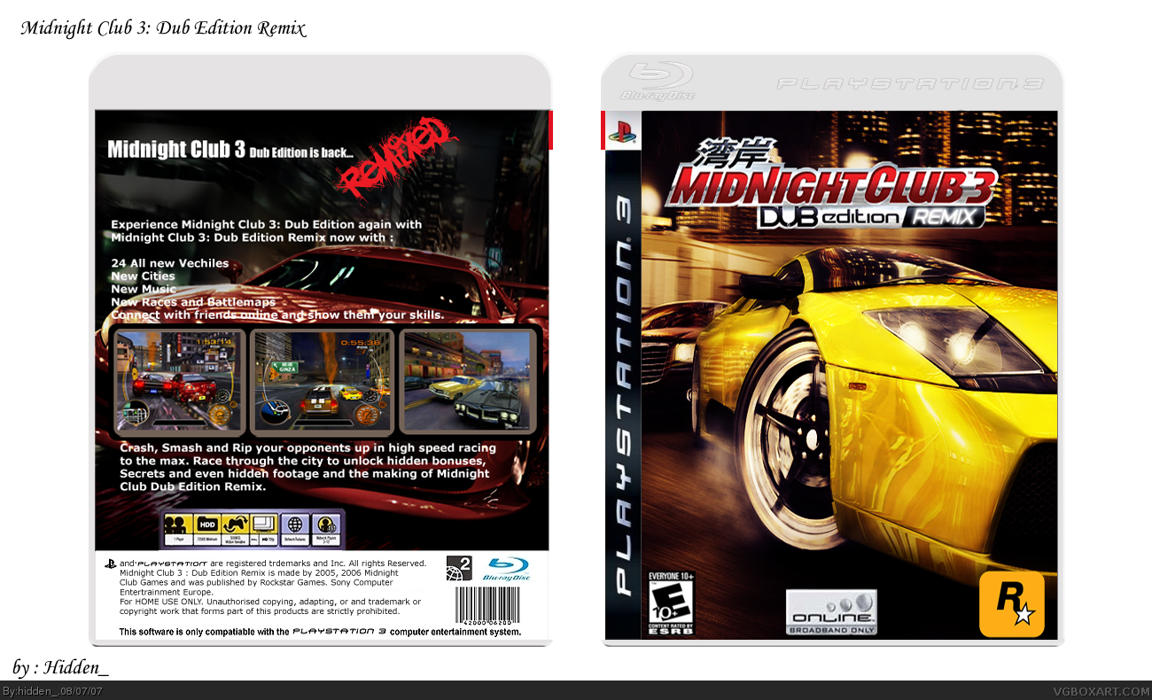 Viewing full size Midnight Club 3: Dub Edition Remix box cover