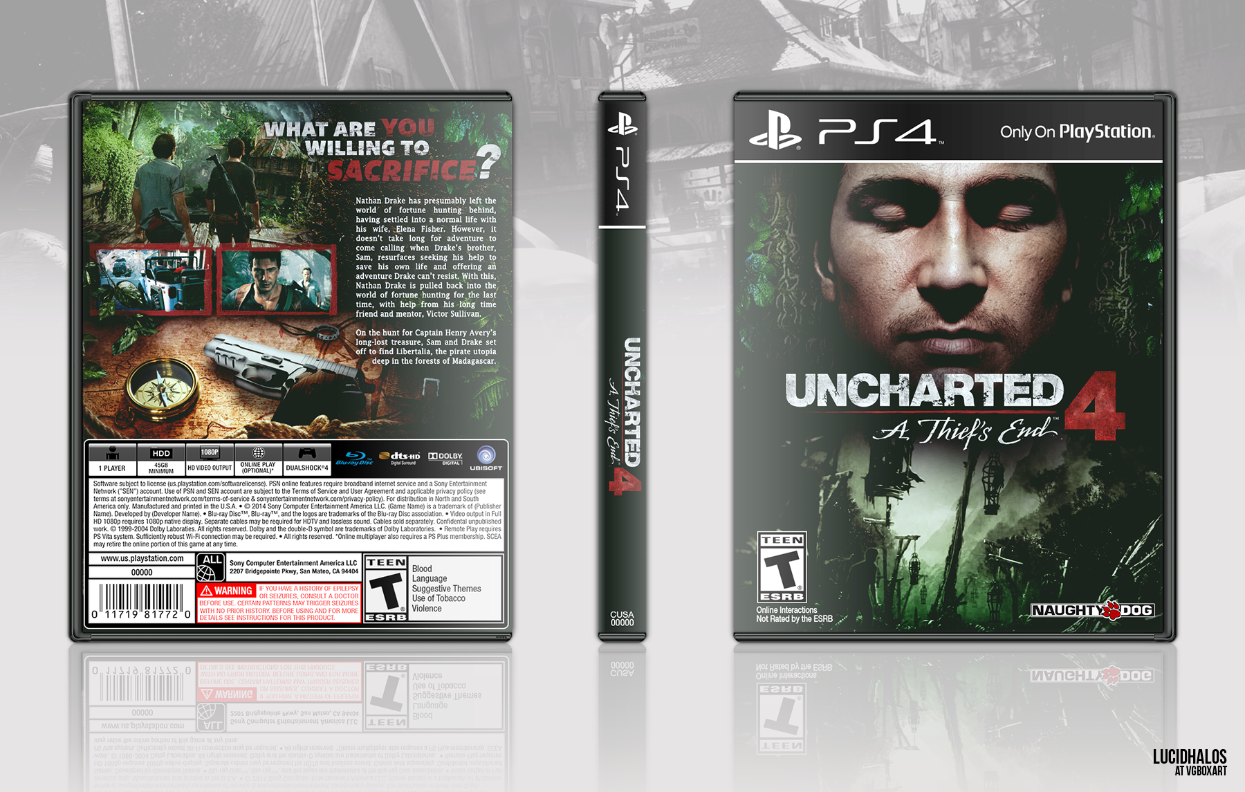 Uncharted 4: A Thief's End PS4 Custom PS1 Inspired Case 