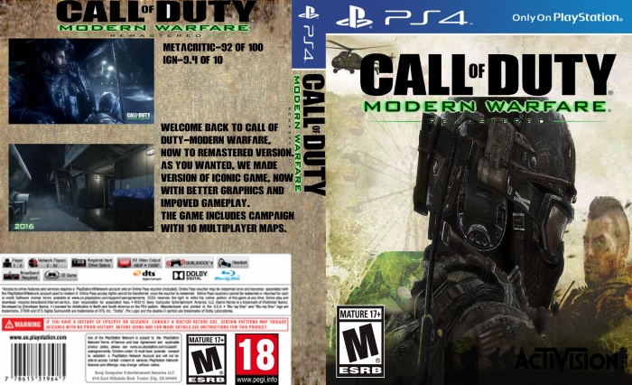 ps4 call of duty modern warfare remastered