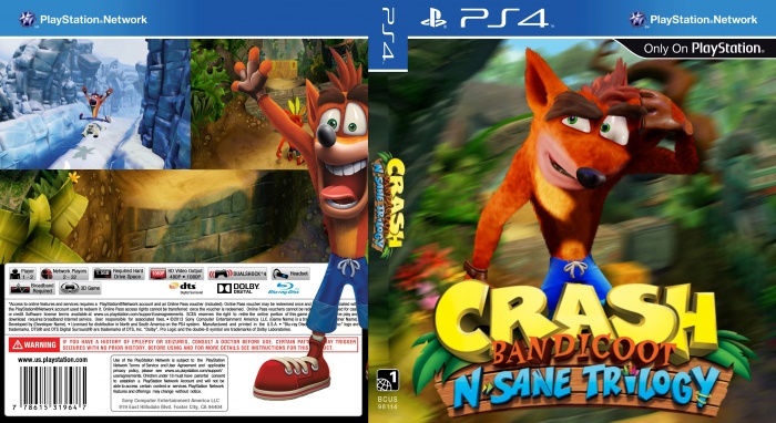  Crash Bandicoot N Sane PS4 Replacement Box Art Case Insert Cover Only