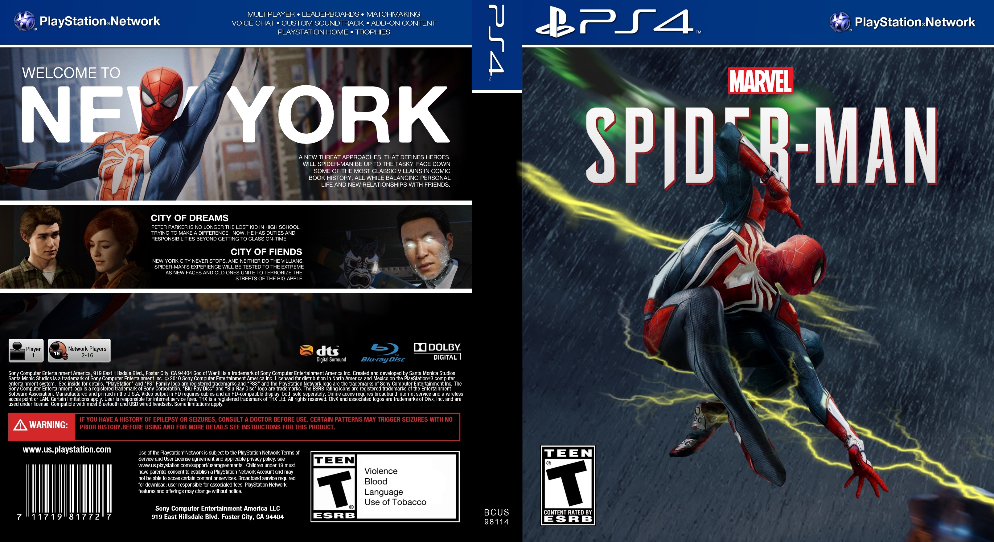 Marvel's Spider-Man PlayStation 4 Box Art Cover by Bulbsy