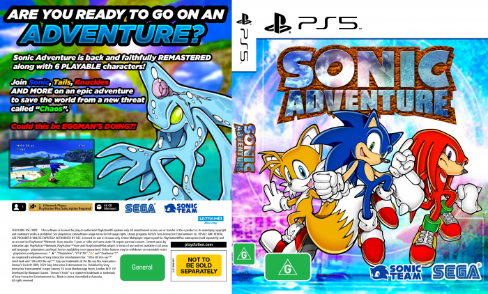 Sonic Adventure Remastered For The PS5 box art cover