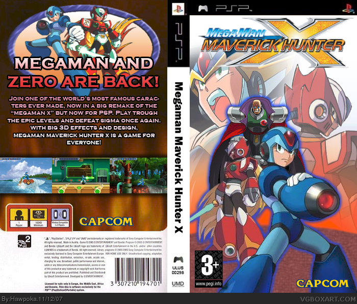 Megaman Maverick Hunter X PSP Box Art Cover by Hawpoka