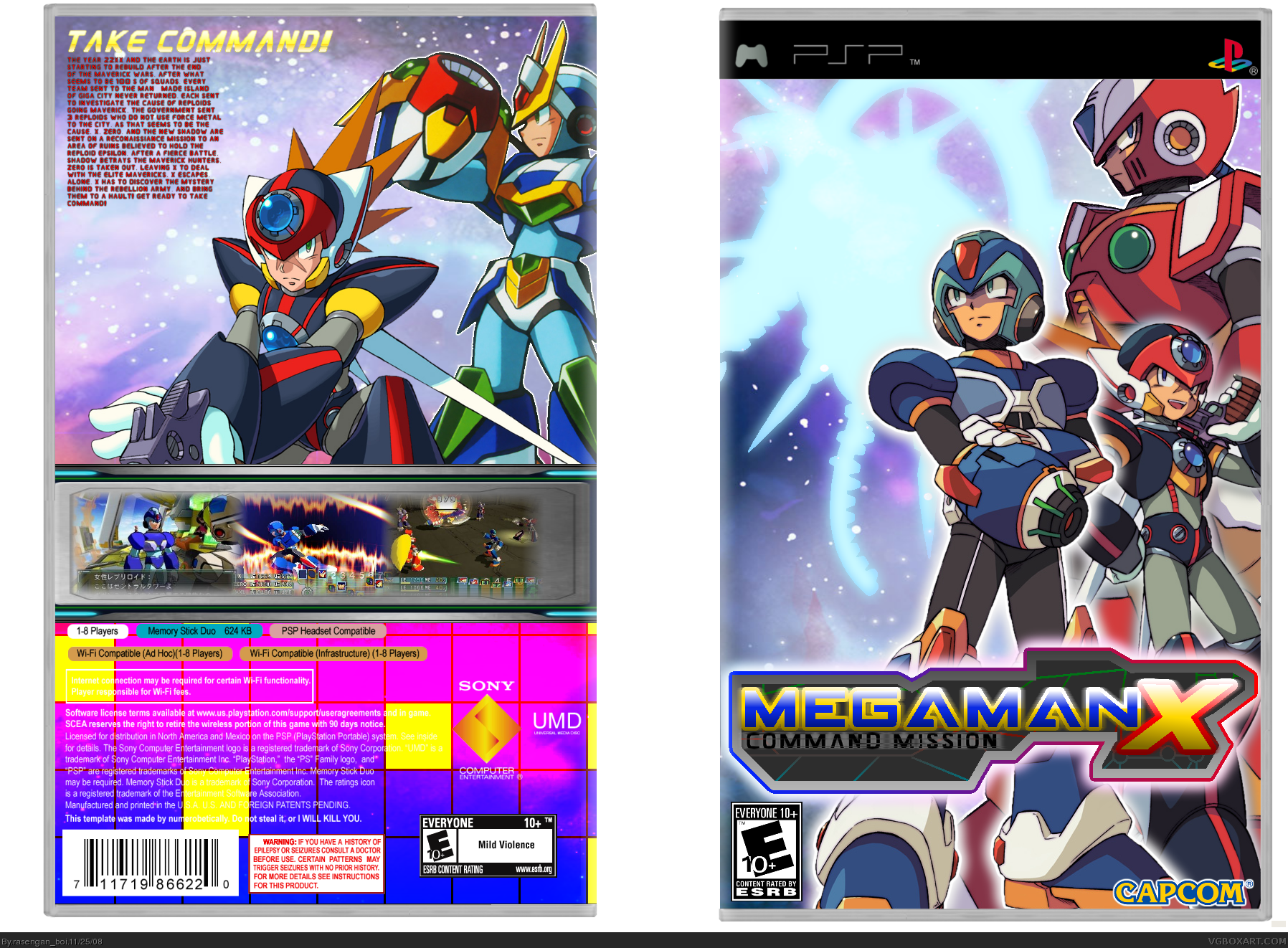 Viewing full size MegaMan X Command Mission box cover.