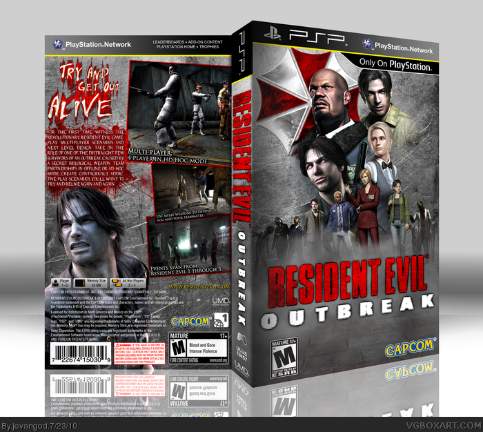 Resident Evil: Outbreak PSP Box Art Cover by jevangod