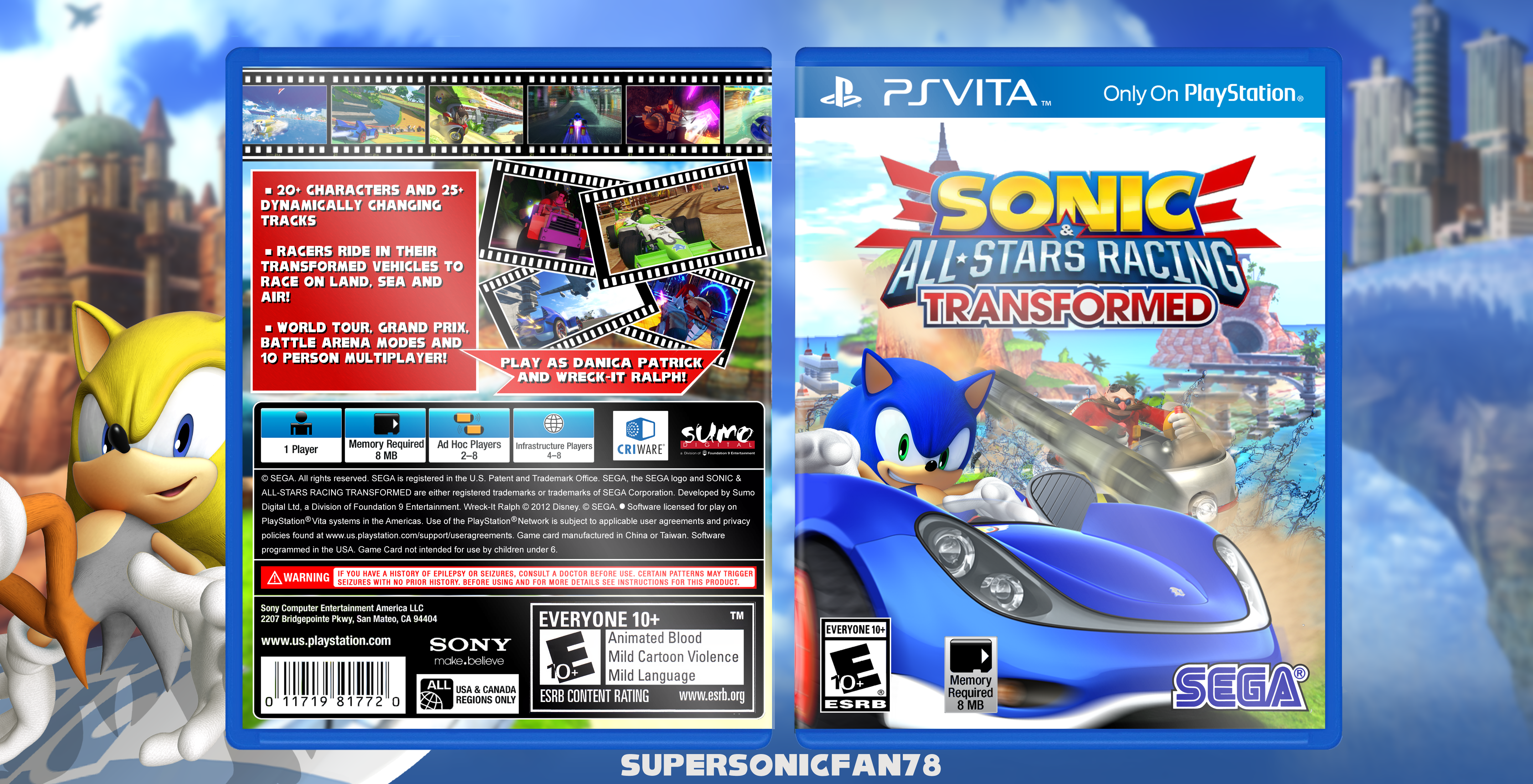 Sonic & All-Stars Racing Transformed box cover. 